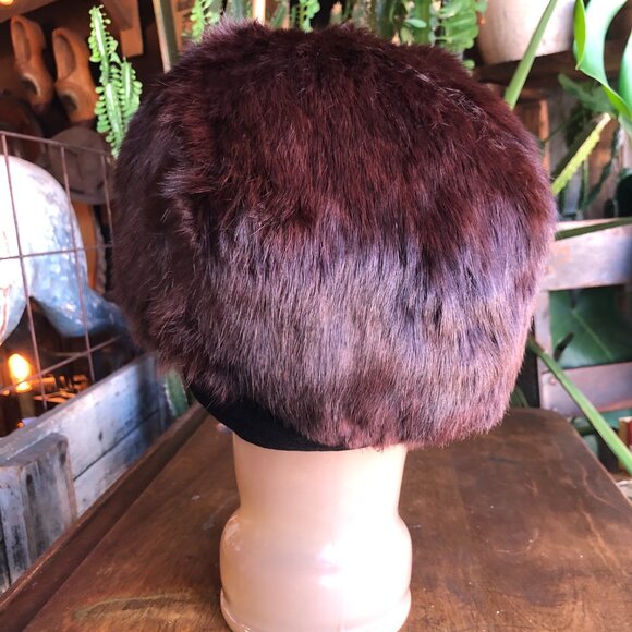 1960s Macy's Brown Rabbit Fur Winter Hat , Ladies Winter Hat , High Fashion Turb - Picture 4 of 10